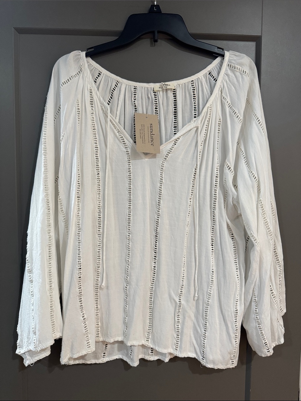 Sundance White Openwork Peasant Top